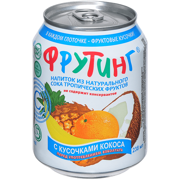 Напиток ФРУТИНГ Fruiting из сока тропических фруктов с кусочками кокоса и витамином С 238 мл
