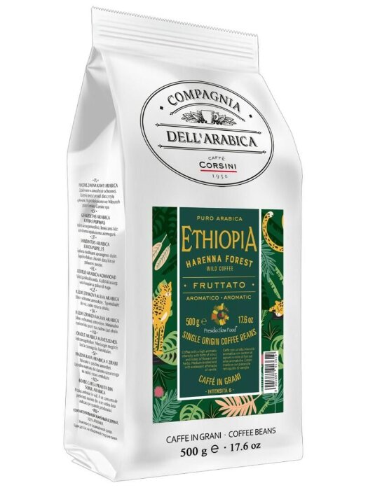 Кофе в зернах DELL' ARABICA Puro Arabica Ethiopia Harenna Forest Wild /ДЕЛ АРАБИКА ЭФИОПИЯ ФОРЕСТ 500г